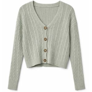 Love Ellie Cable Knit Cardigan M Sage Green Button Front Cozy Spring Cottagecore